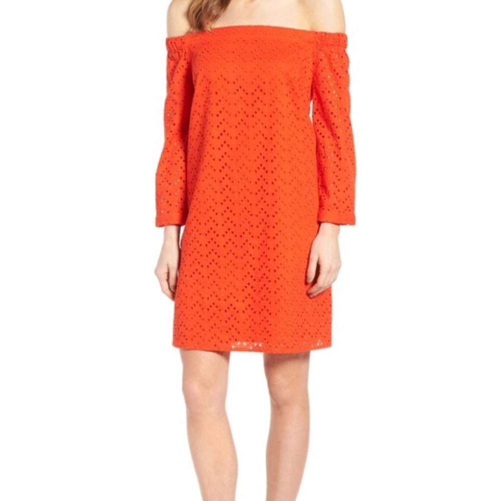 Halogen | Off The Shoulder Eyelet Dress Small